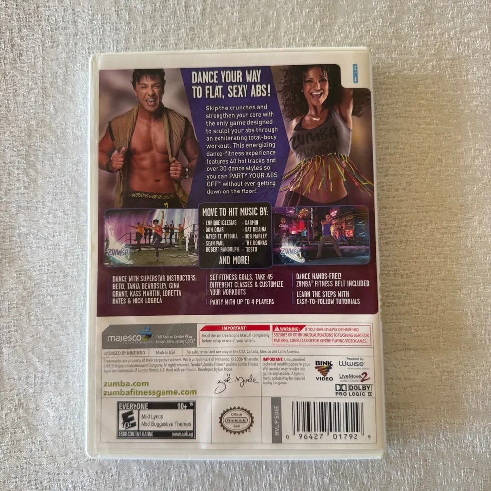 Zumba Fitness Core Nintendo Wii Game with Fitness Belt Manual Complete CIB
